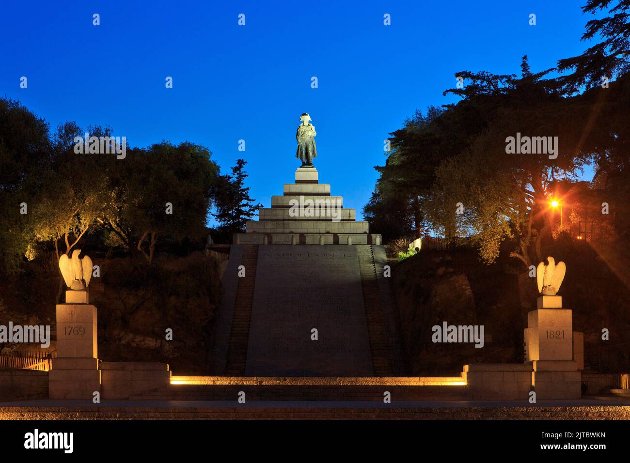 Denkmal für Napoleon I. (1769-1821), Kaiser der Franzosen, in Ajacio (Corse-du-Sud), Frankreich Stockfoto