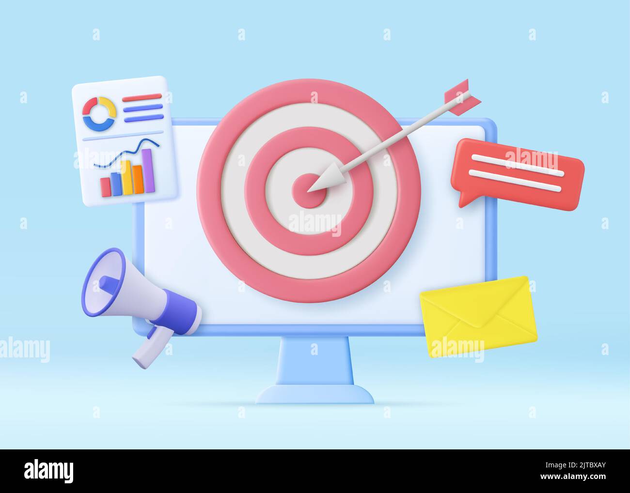 3D Seo-Optimierung und smm-Konzept. Stock Vektor