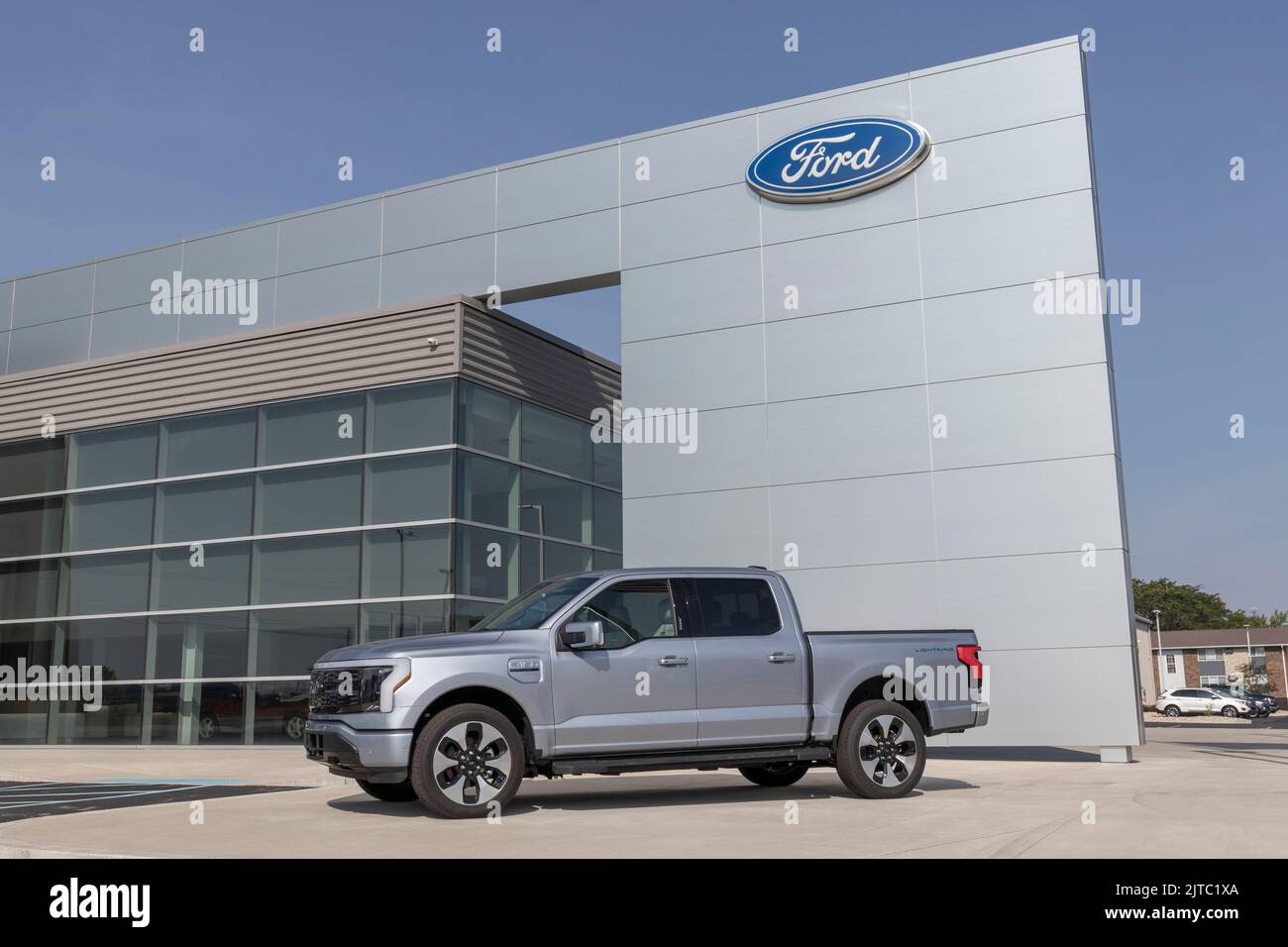 Kokomo ca. August 2022 Ford F150 Lightning Display. Ford bietet den