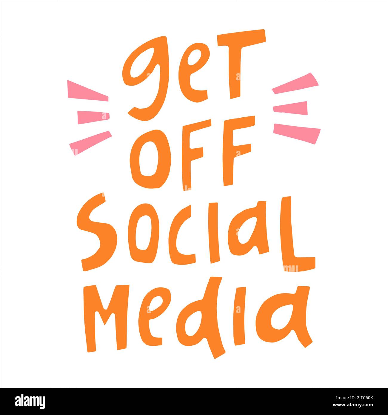 Social Media abschalten – handgezeichnetes Zitat. Kreative Lettering-Illustration für Poster, Karten, T-Shirts etc Stock Vektor