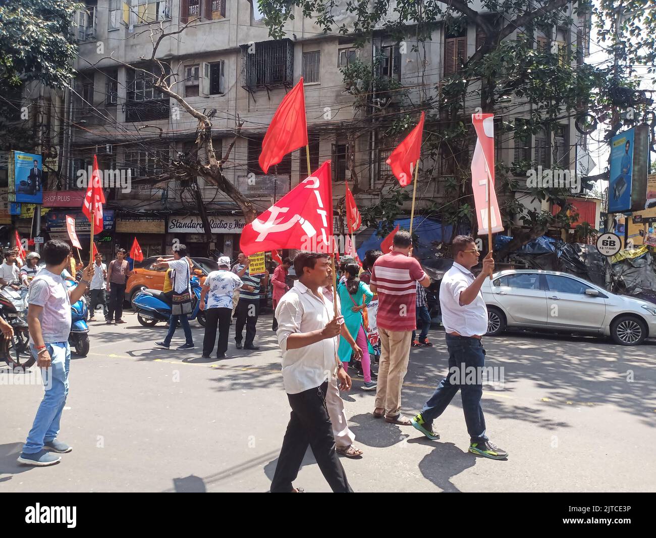 KALKUTTA, WESTBENGALEN, INDIEN - 25. August 2022: Die CPIM der Bengalischen Linkspartei sprach am donnerstag in kalkutta gegen die westbengalische Regierung Stockfoto