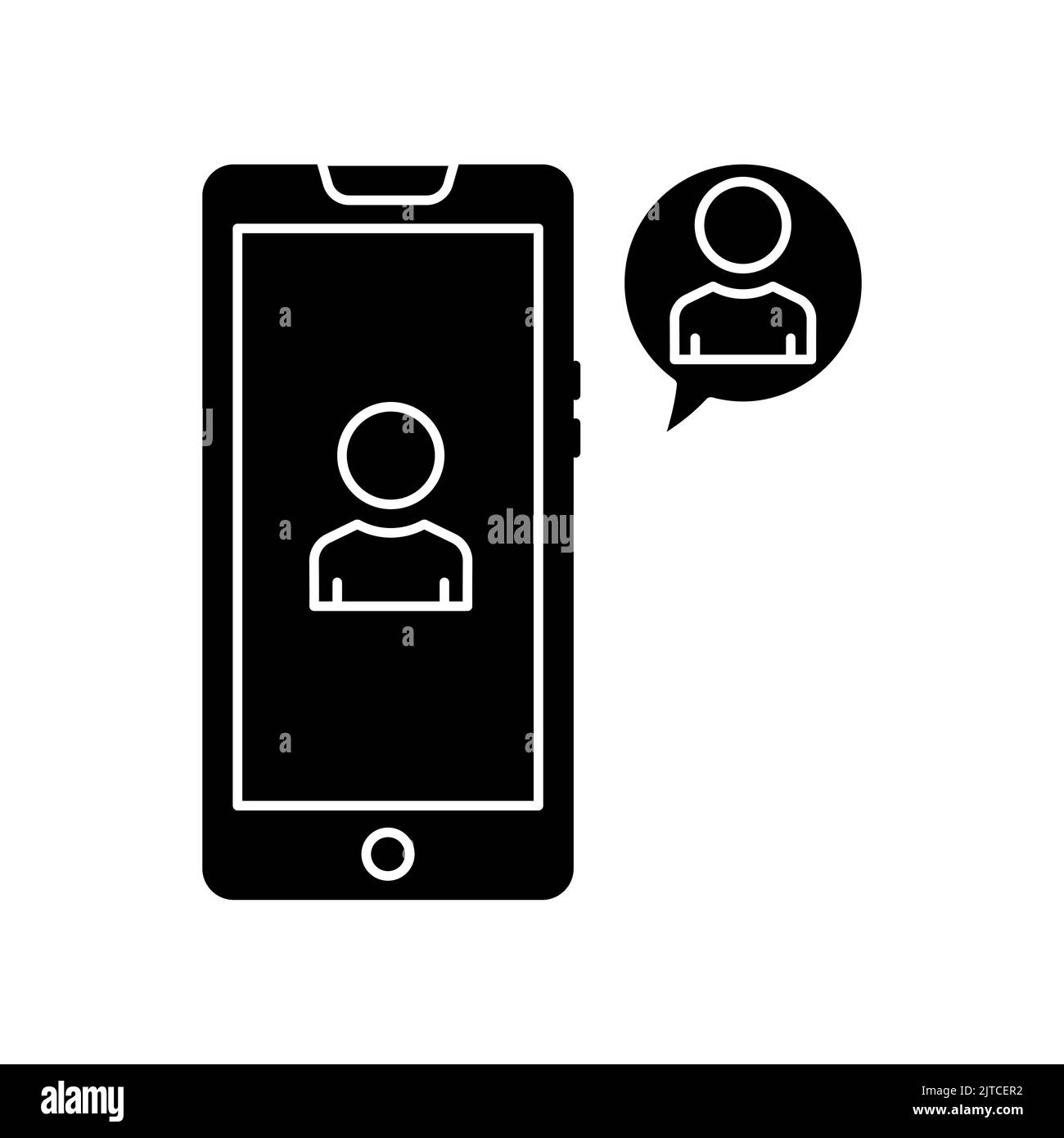 Handy-Symbol mit Chat und Personen. Symbol für Diskussion, Geschäft. Glyphen-Symbol-Stil, durchgehende. Einfaches Design bearbeitbar Stock Vektor