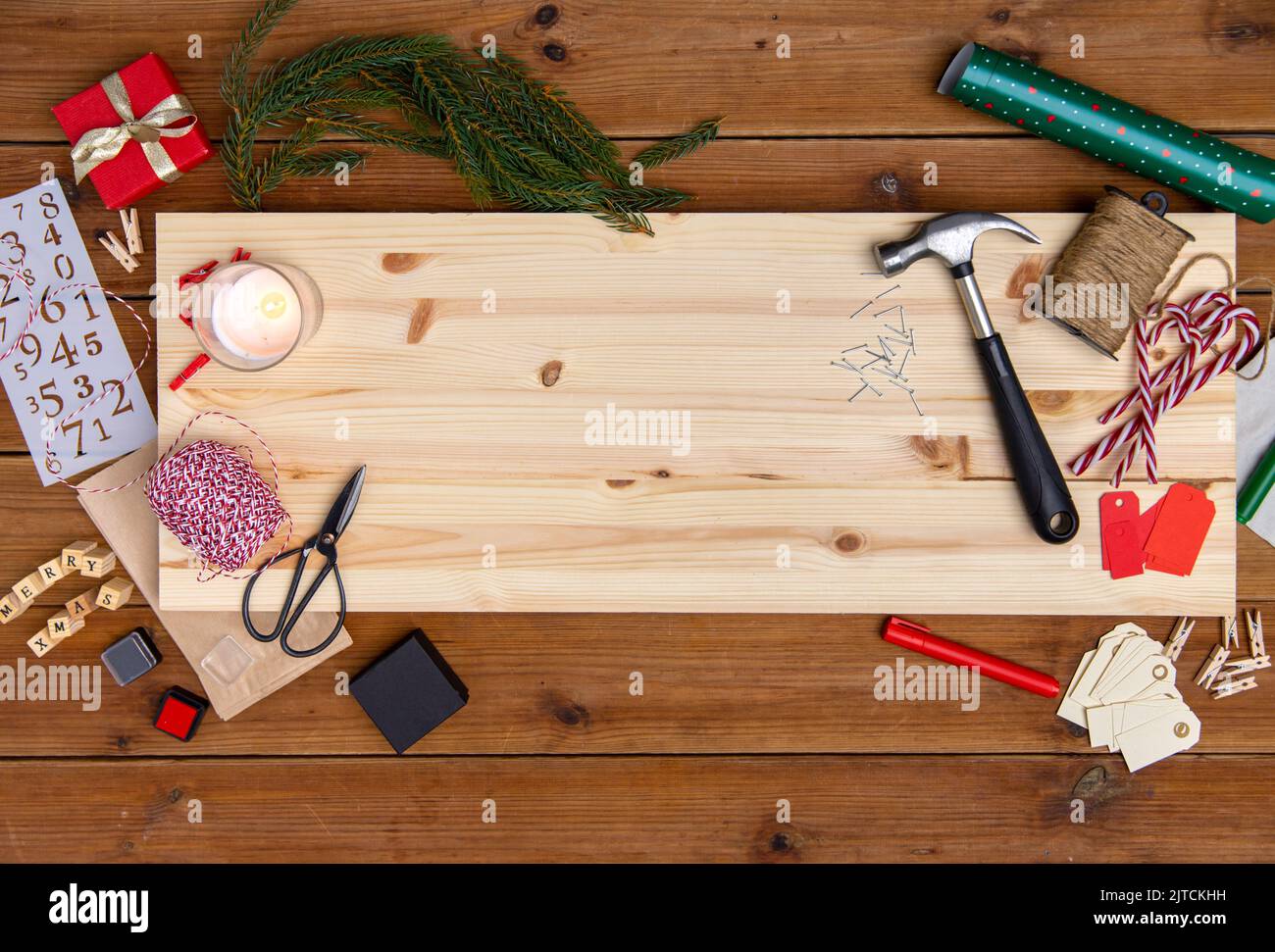 Dekorative Sachen für den weihnachts-Adventskalender Stockfoto