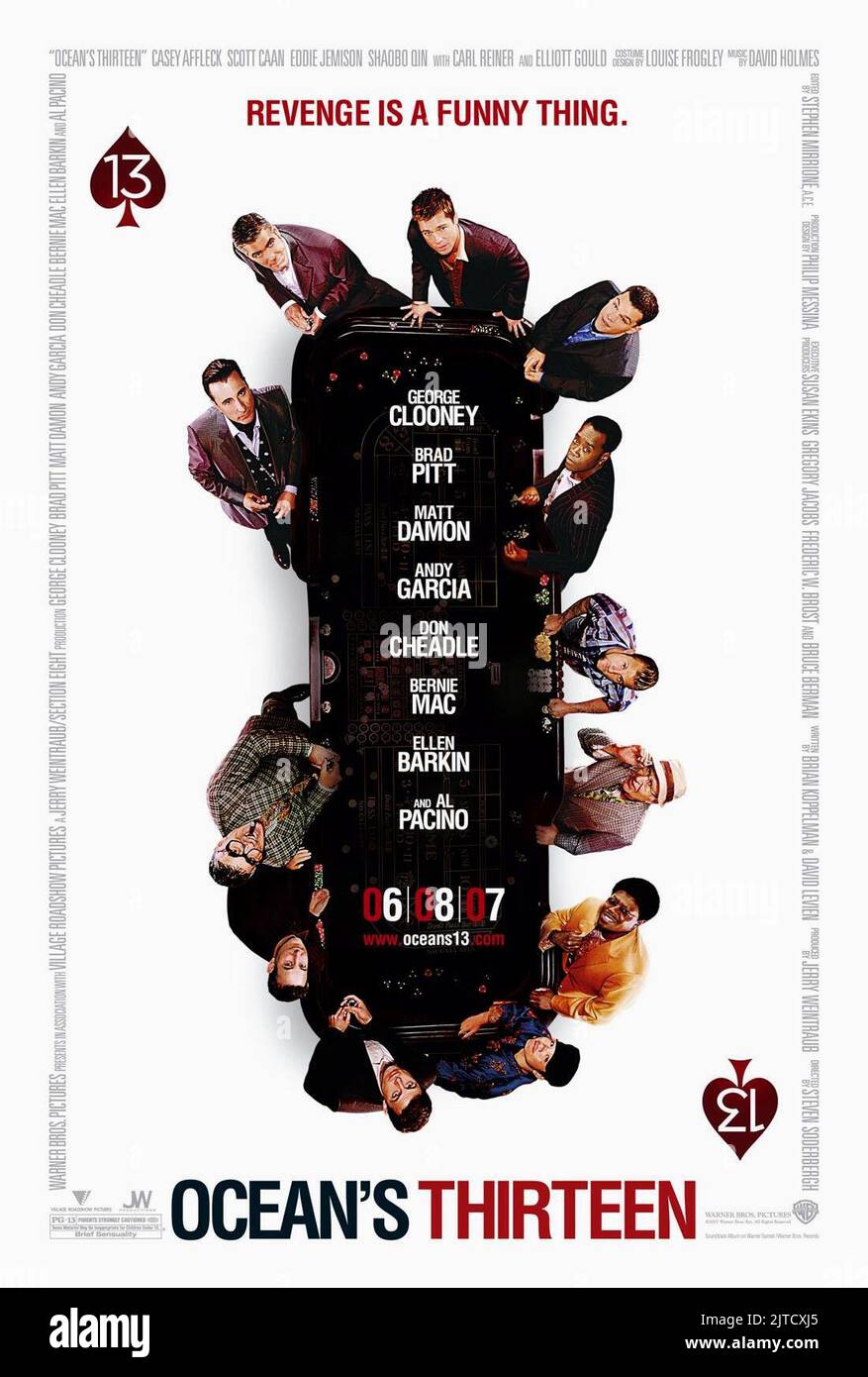 ANDY GARCIA, George Clooney, Brad Pitt, Matt Damon, Don Cheadle, BERNIE MAC, Elliott Gould, Plakat, OCEAN'S 13, 2007 Stockfoto