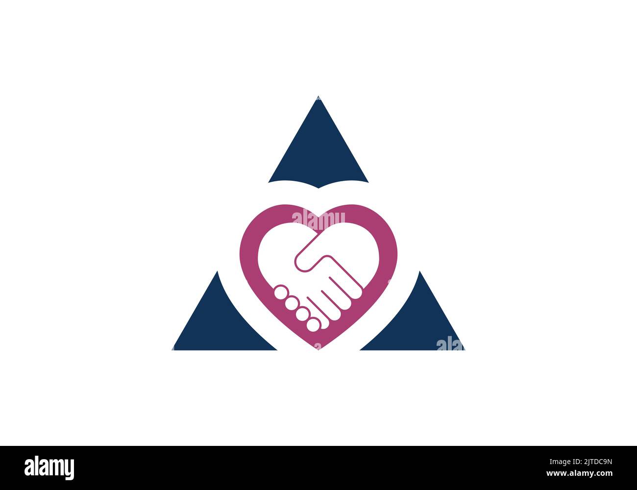 Herz Hand Shake Triangle Care Helping Services Logo Design Template Health Care Services Stock Vektor