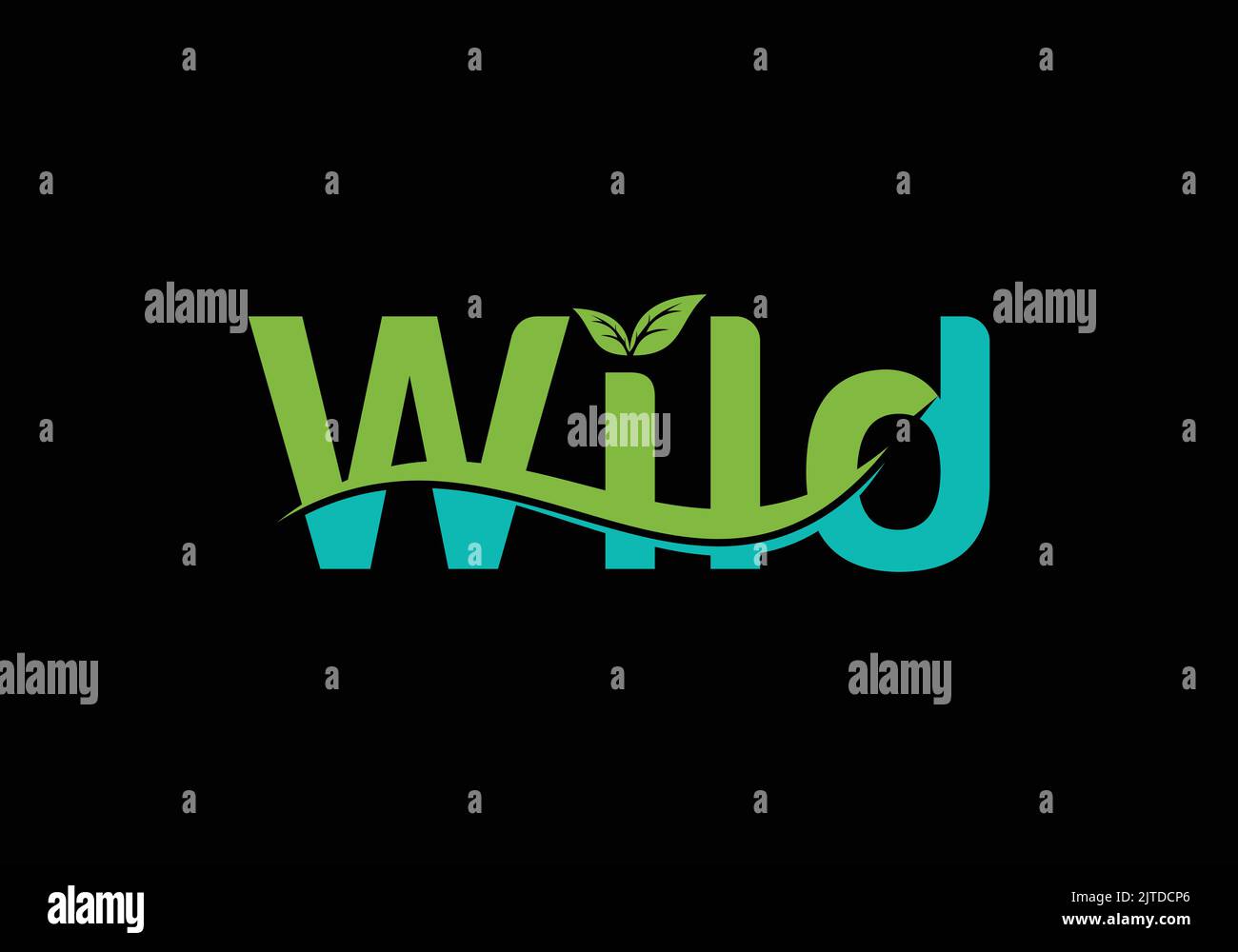 Wild Ocean Wave Plant Tree Logo Design Stock Vektor