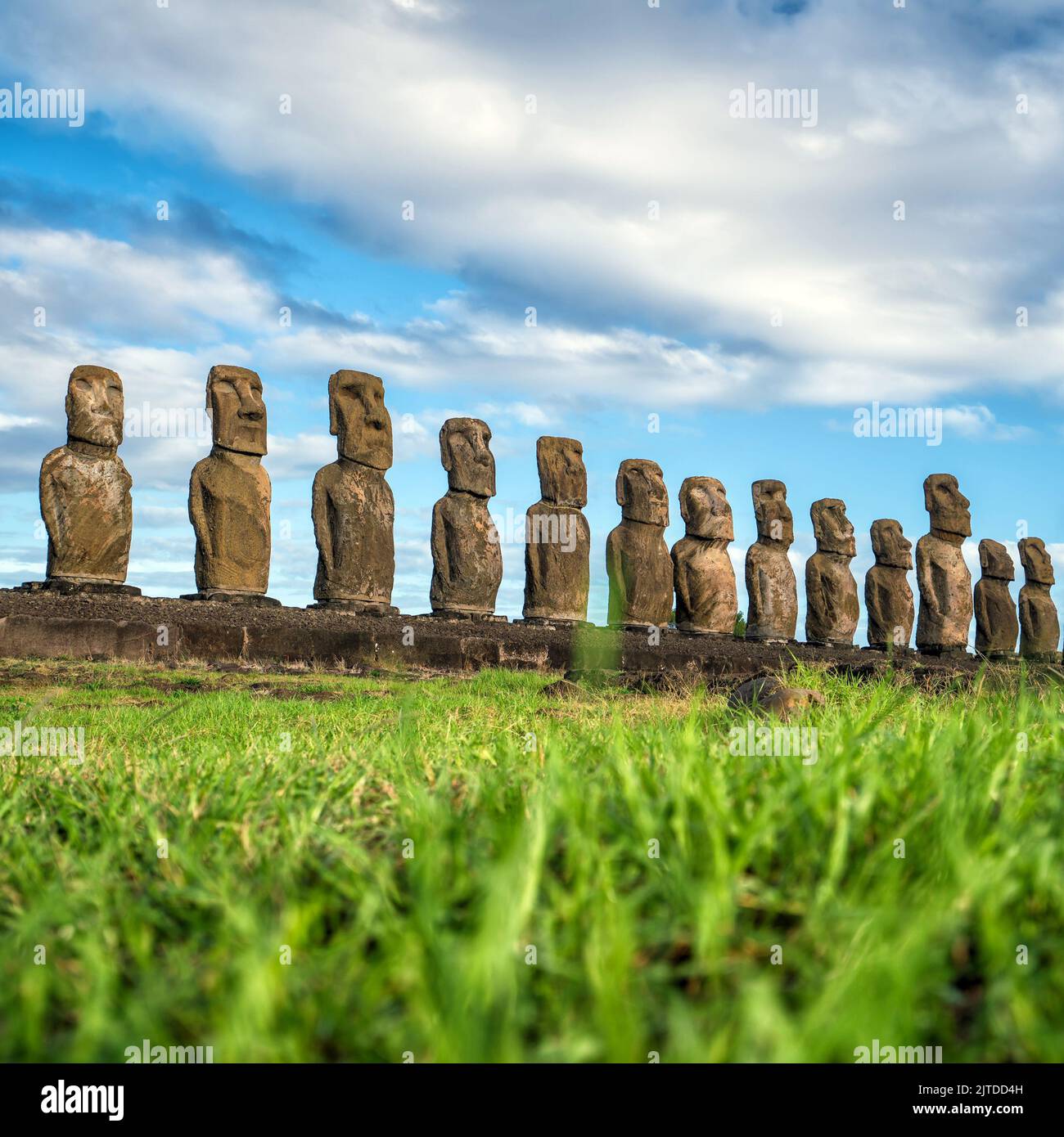 Moais in Ahu Tongariki auf der Osterinsel, Chile Stockfoto