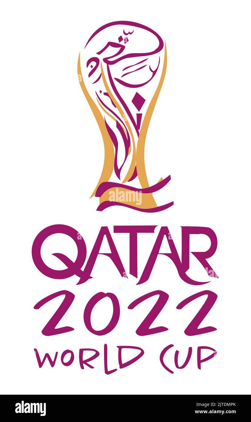 Qatar World Cup 2022 Fußball-Vektorgrafik auf weißem Hintergrund. Stock Vektor