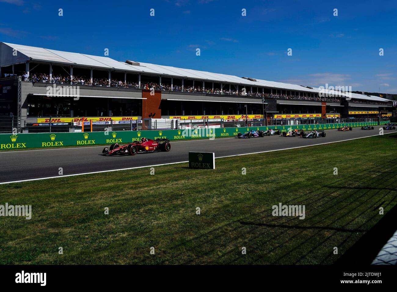 Francorchamps, Mezzolombardo, Belgien. 28. August 2022. Der Start des FIA Formel 1 Grand Prix von Belgien 2022 auf dem Circuit de Spa-Francorchamps in Francorchamps, Belgien. (Bild: © Daisy Facinelli/ZUMA Press Wire) Stockfoto