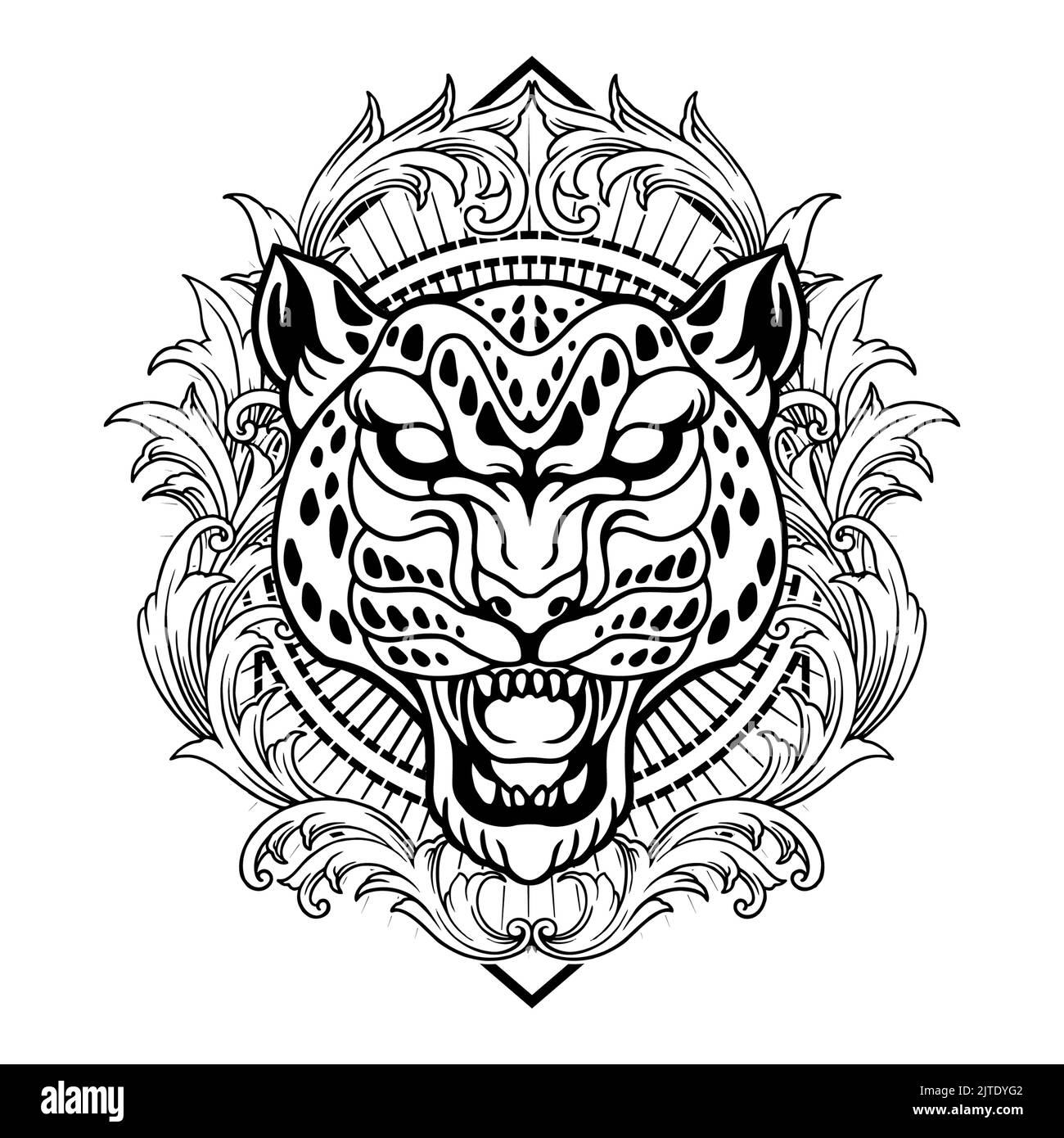 Cheetah Head Frame Silhouette Vektor-Illustrationen für Ihre Arbeit Logo, Maskottchen Merchandise T-Shirt, Aufkleber und Label-Designs, Poster, Grußkarten Stockfoto