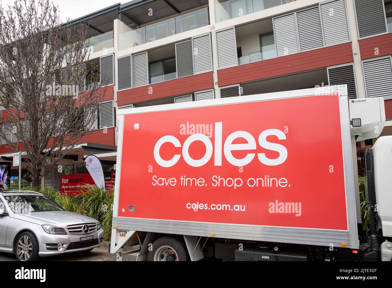 Coles Supermarkt Fahrzeug in Australien nach Hause Lieferung von Lebensmitteln Einkaufsaufträge Ort don line, Australien Stockfoto