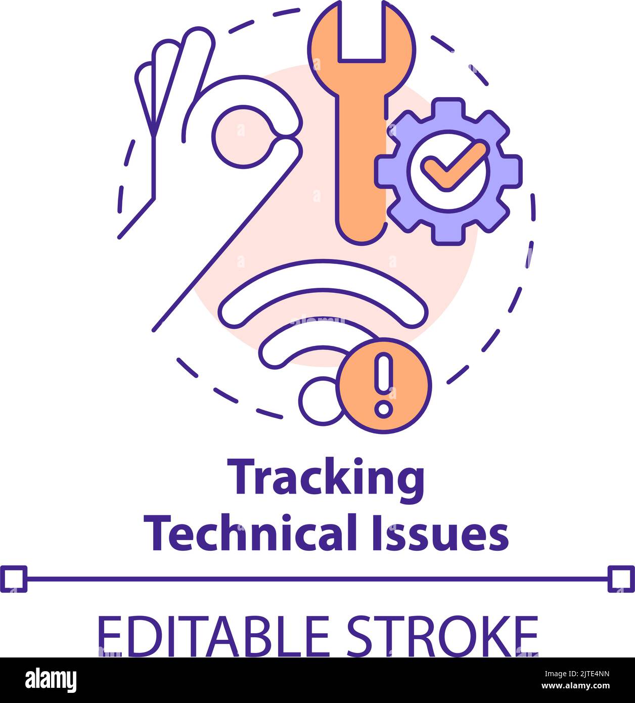 Symbol für das Konzept zur Verfolgung technischer Probleme Stock Vektor