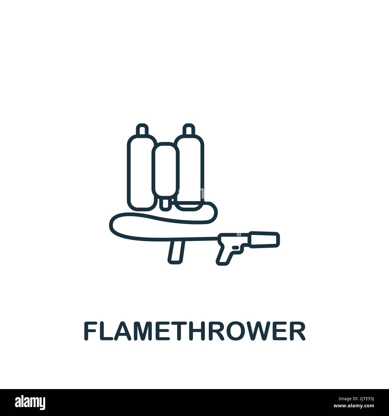 Flammenwerfer-Symbol. Line Simple Line Waffe Symbol für Vorlagen, Web-Design und Infografiken Stock Vektor