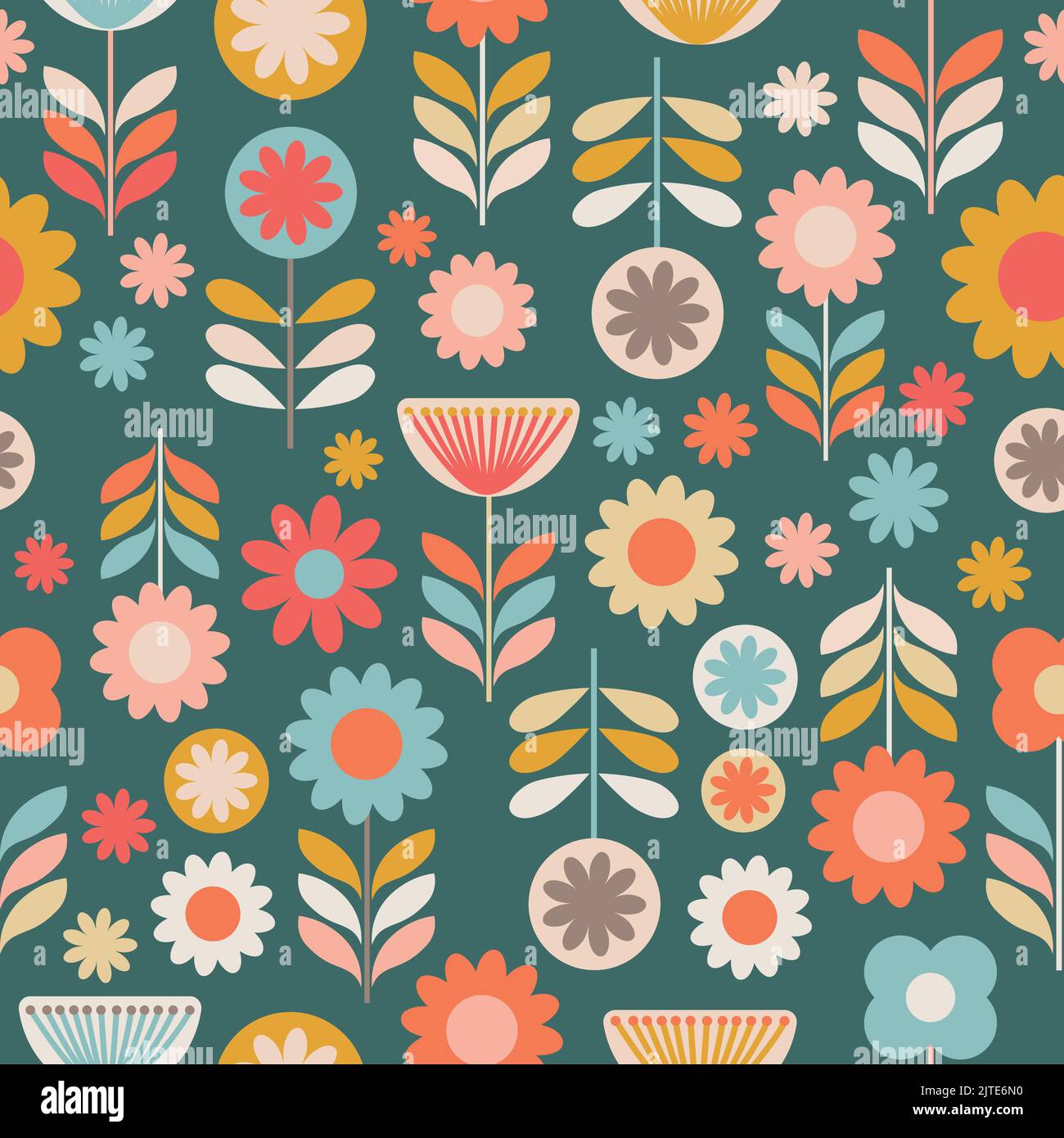 Retro-Blumen nahtloses Muster Stock Vektor