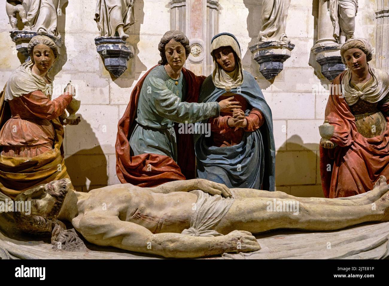 Cher (18), Frankreich, Bourges, Kathedrale St. Etienne, UNESCO-Welterbe, die Krypta, Grablegung Stockfoto