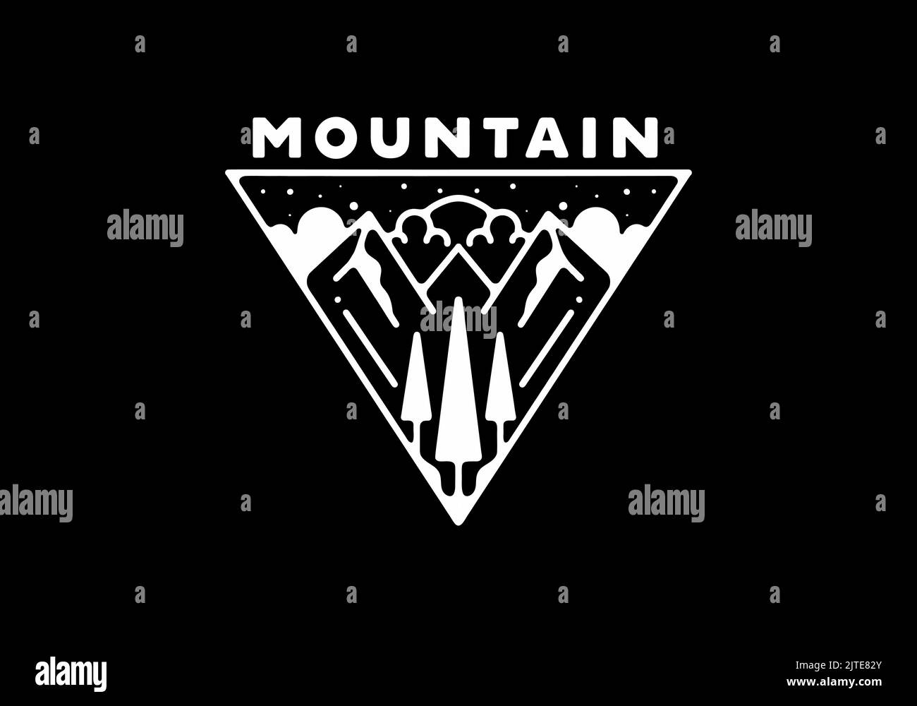 Das Triangle Mountain Line Kunstdesign auf schwarzem Hintergrund Stock Vektor
