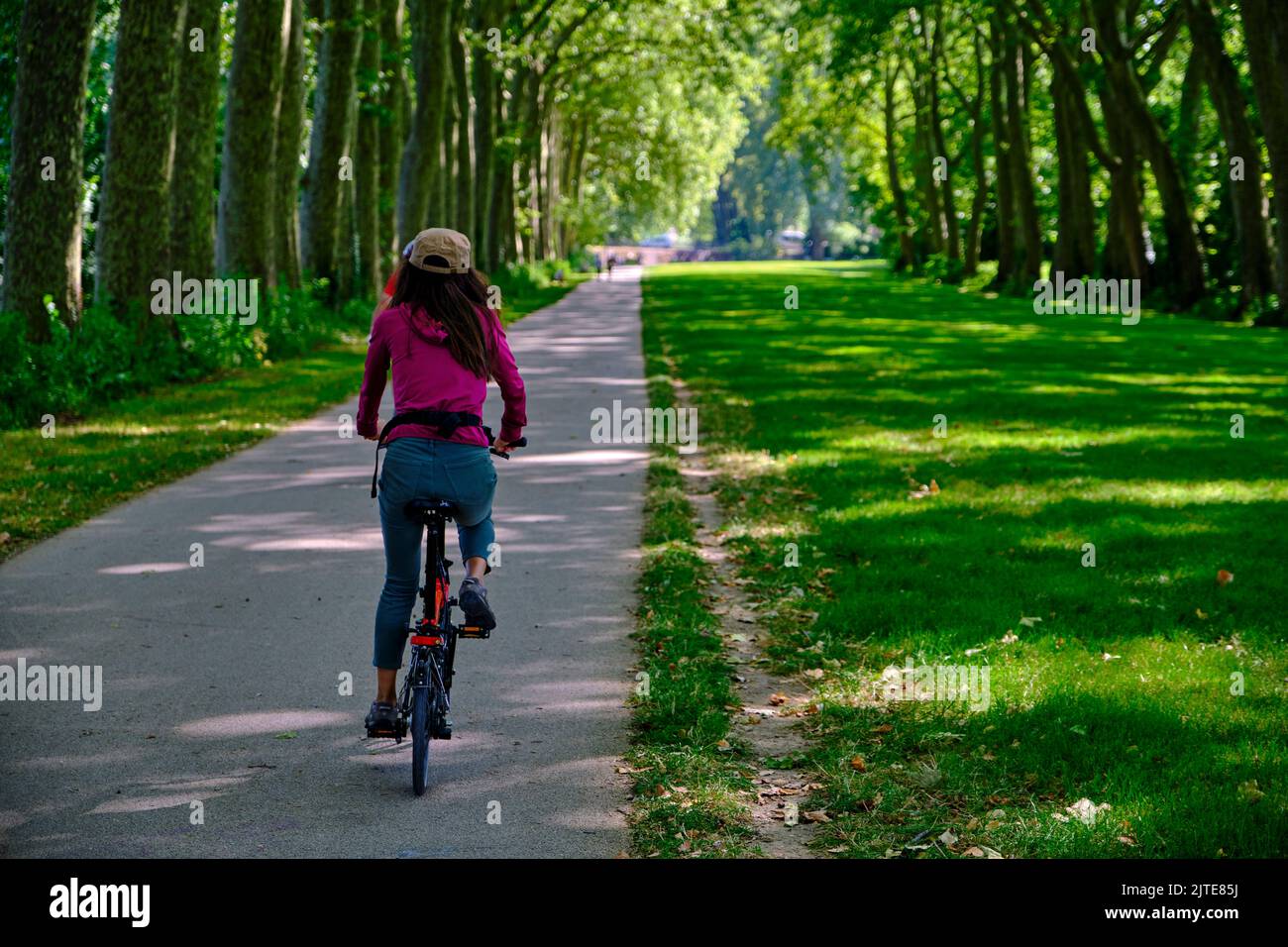 Frankreich, Cher (18), Bourges, mit dem Fahrrad entlang des Canal de Berry und der Trouée verte Stockfoto