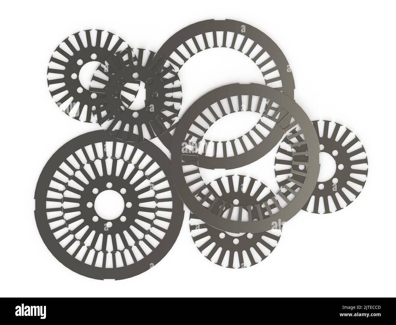 Elektromagnetischer Stator und Rotor für Elektromotor 3D Rendering Stockfoto