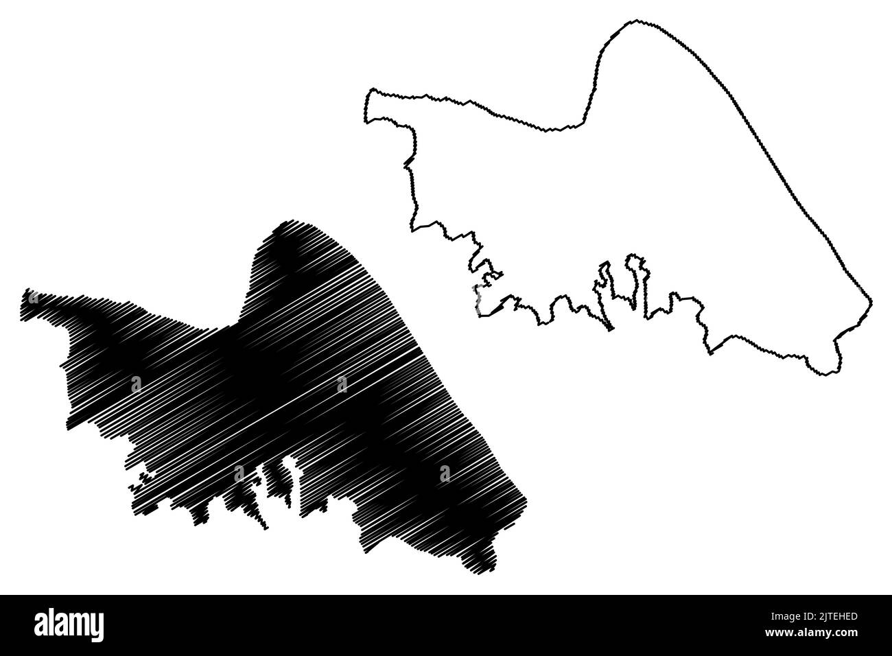 Cayo Saetia Island (Republik Kuba, Cenrtal America, karibische Inseln) Kartenvektordarstellung, Scribble-Skizze Cayo Saetía- oder SAE-Tía-Karte Stock Vektor