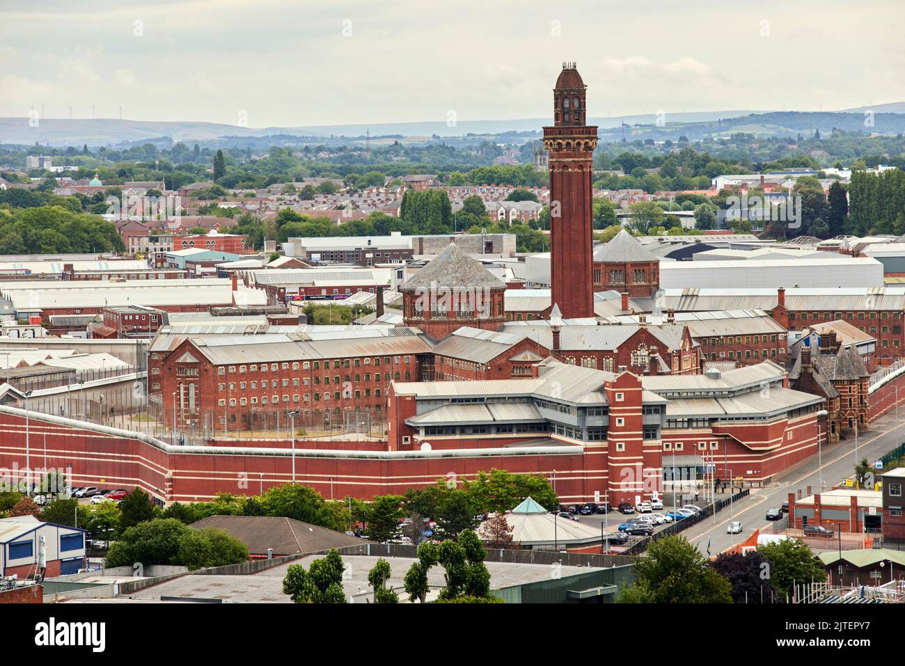 Her Majesty's Prison Service, HM Prison Manchester Kategorie-A-Männergefängnis, allgemein als Strangeways bezeichnet Stockfoto
