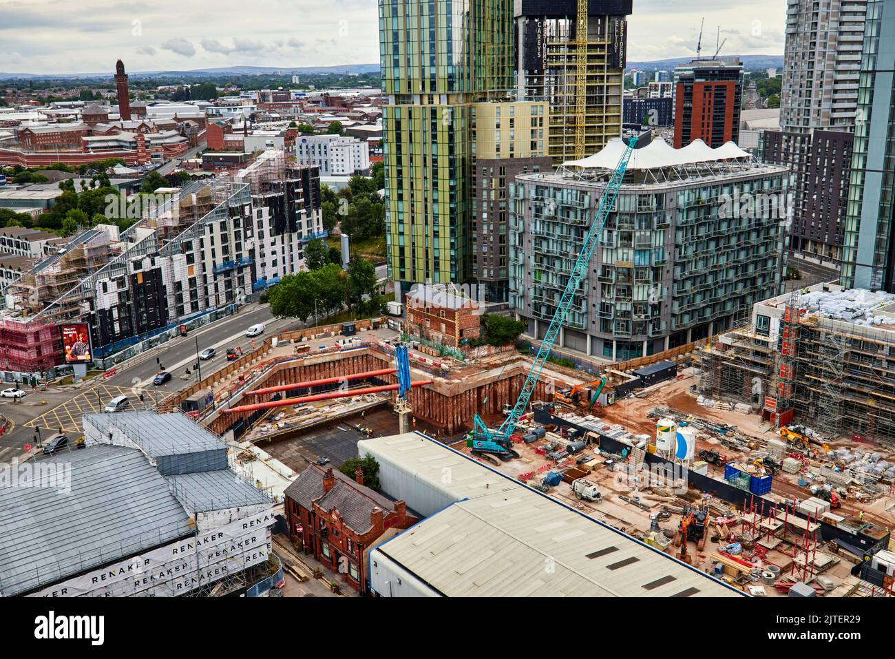 Greengate ist ein Gebiet von Salford, Greater Manchester, tiefe Ausgrabungen für einen neuen Turm Stockfoto