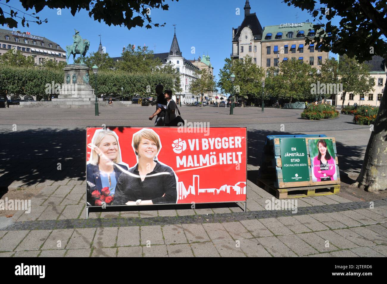 Malmö /Schweden/30 August 2022/Schwedische Demokratin-Partei, die wegen der Geernalwahl in schweden campagelt und ihre erste Frau Magdalena Andersson am Wahltag am sonntag, dem 11. September 2022, vor der schwedischen Ministerpräsidentin verklagt. (Foto..Francis Joseph Dean/Dean Picturs. Stockfoto