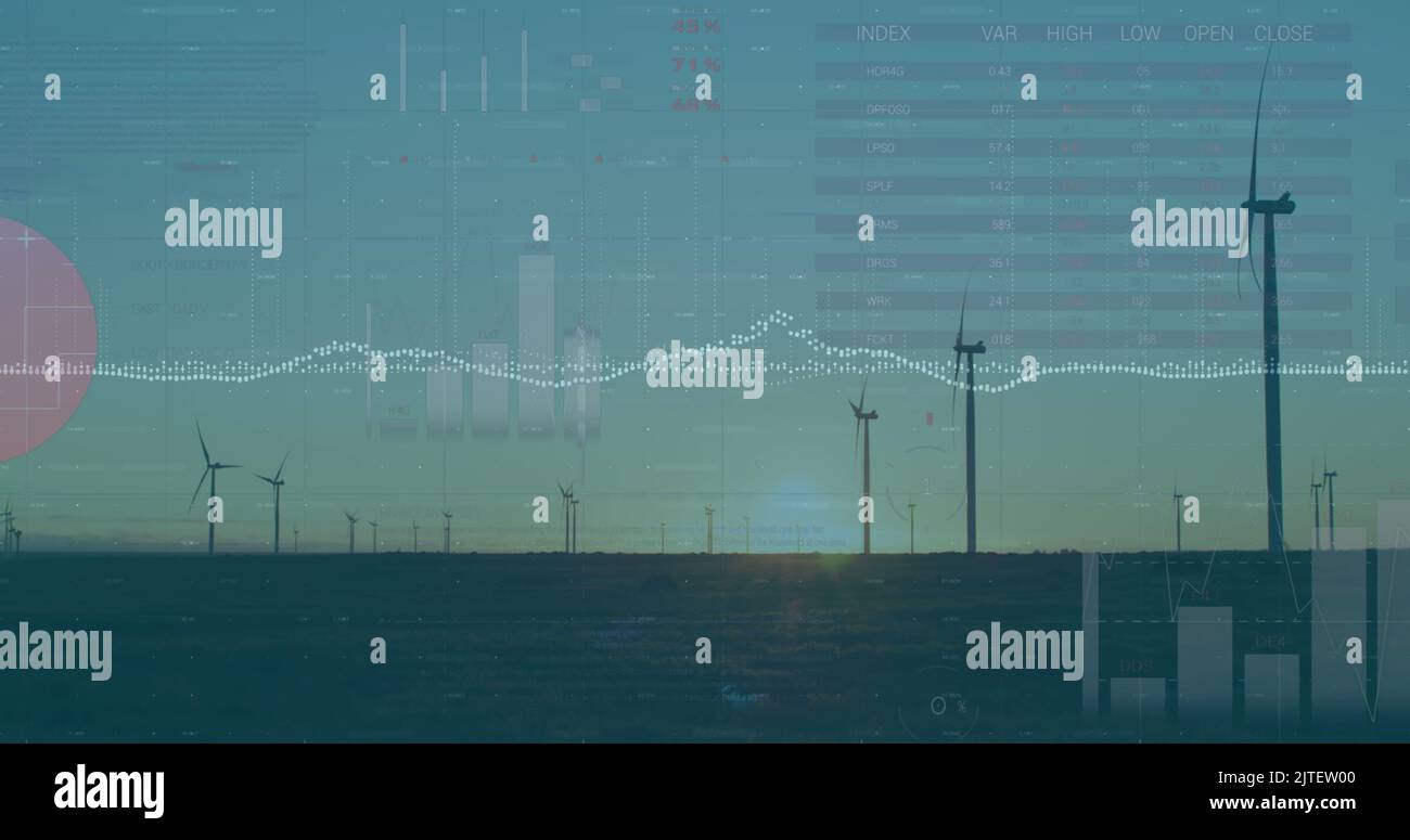 Bild der Verarbeitung von Finanzdaten über Mähdrescher im Agrarbereich Stockfoto