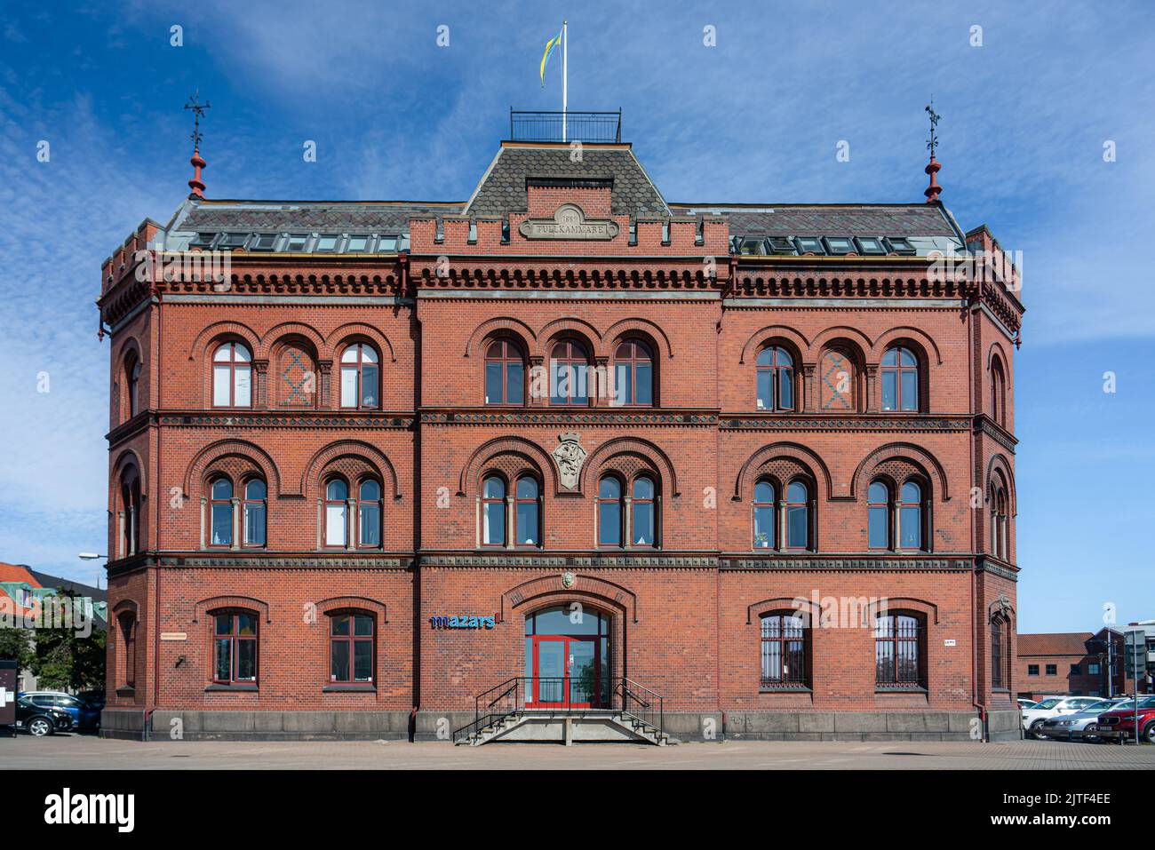 Ystad, Schweden - 24, Aug 2022: Ältere Mautgebäude aus roten Ziegeln. Stockfoto