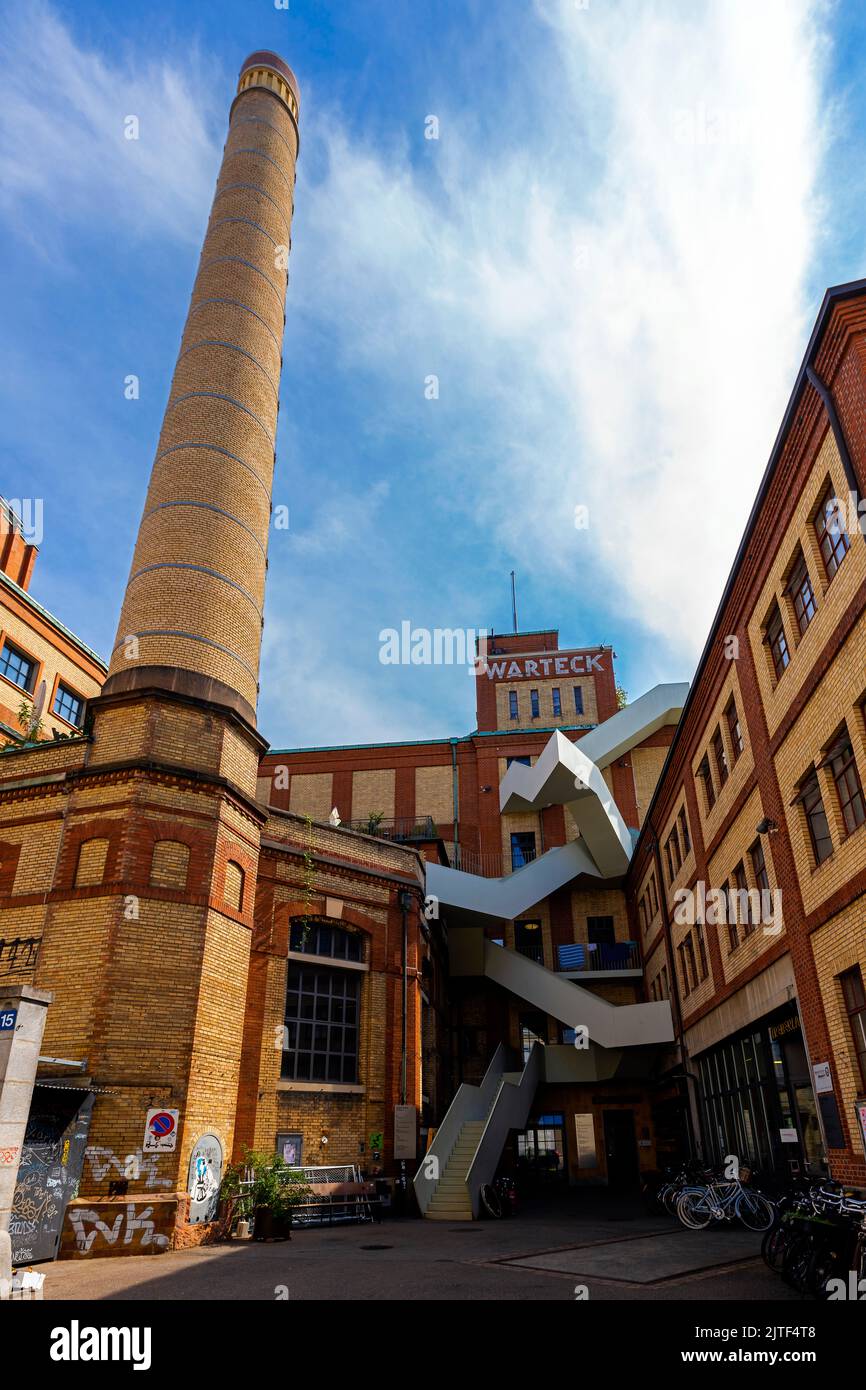 Das alte Brauereigebäude Warteck nach der Renovierung wird nun für viele Zwecke genutzt. Werkraum steht für die Zusammenarbeit verschiedener Projekte, Unternehmen Stockfoto
