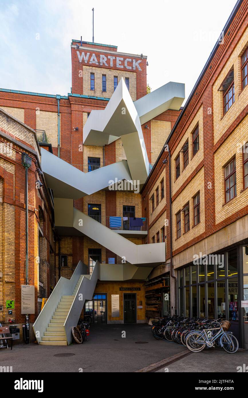 Das alte Brauereigebäude Warteck nach der Renovierung wird nun für viele Zwecke genutzt. Werkraum steht für die Zusammenarbeit verschiedener Projekte, Unternehmen Stockfoto
