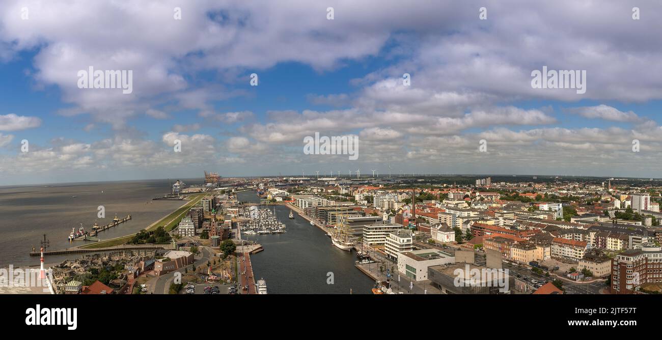 Blick auf das Hafenwelten-Seestrteil Bremerhaven, Deutschland Stockfoto