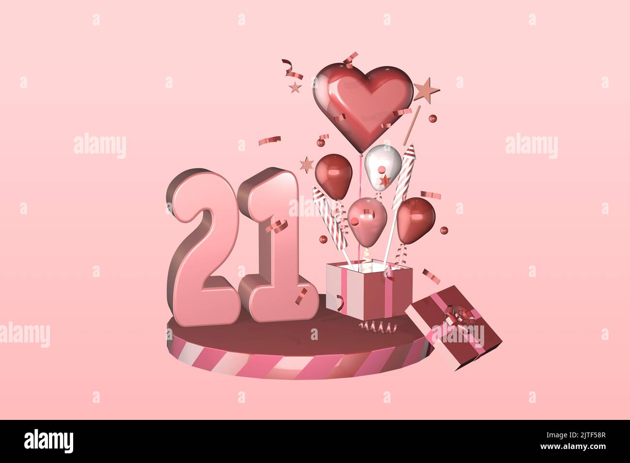 3D gerendertes Display passend für 21 21. Geburtstag oder einundzwanzig