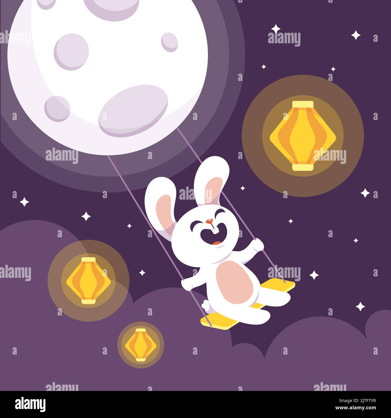 Flache Illustration für Mitte Herbst Festival Feier Vektor Illustration Stock Vektor