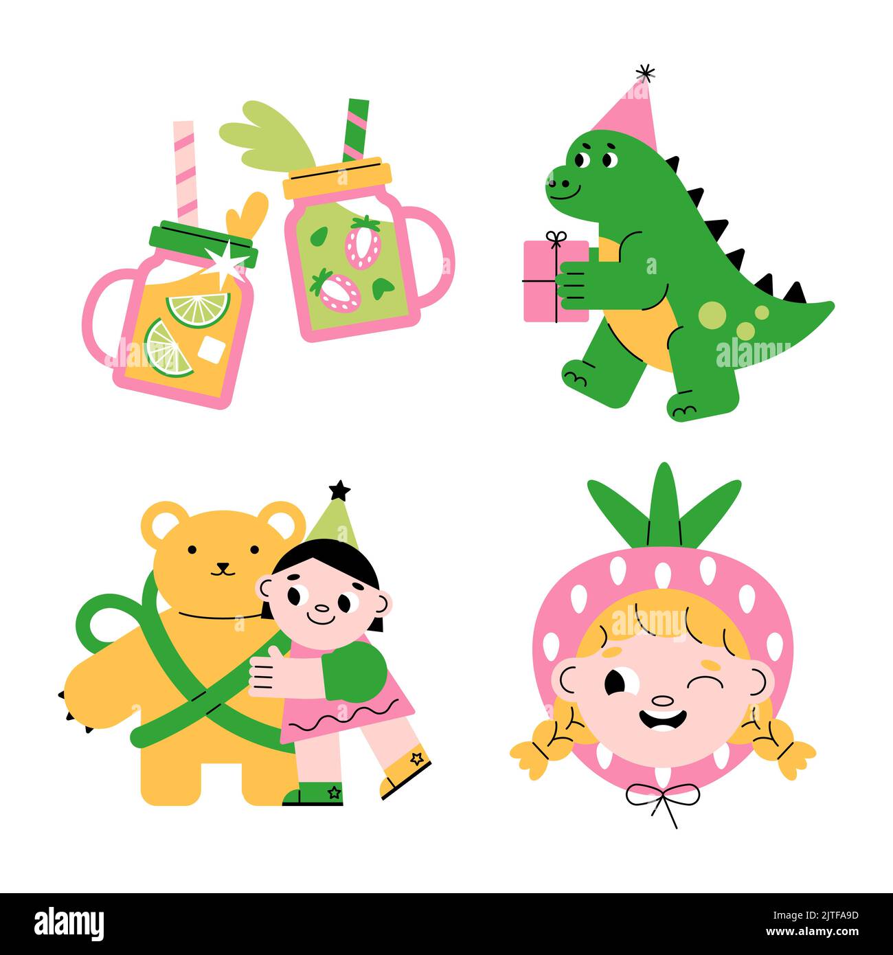 Flache Geburtstagsaufkleber Vektor-Illustration Stock Vektor