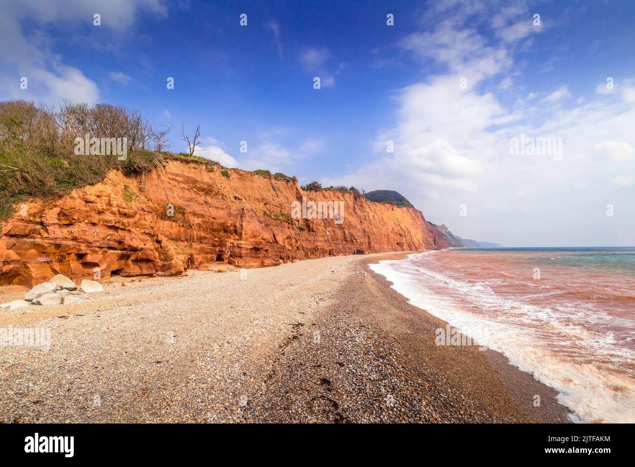 Cliff Erosion Pennington Point Sidmouth South Devon England Großbritannien Stockfoto