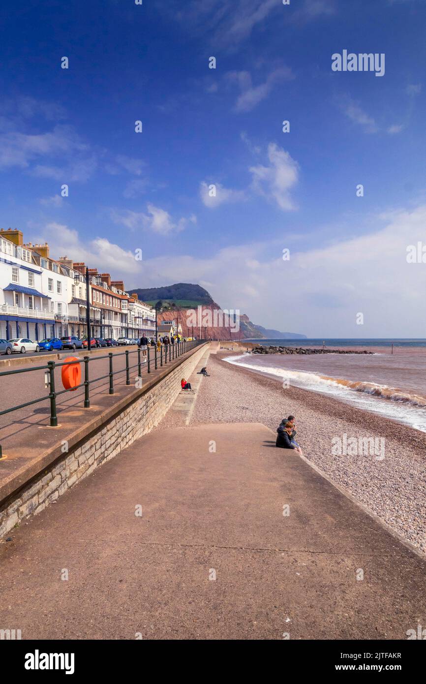 Außerhalb der Saison. Esplanade und Seafront in Sidmouth South Devon England Stockfoto
