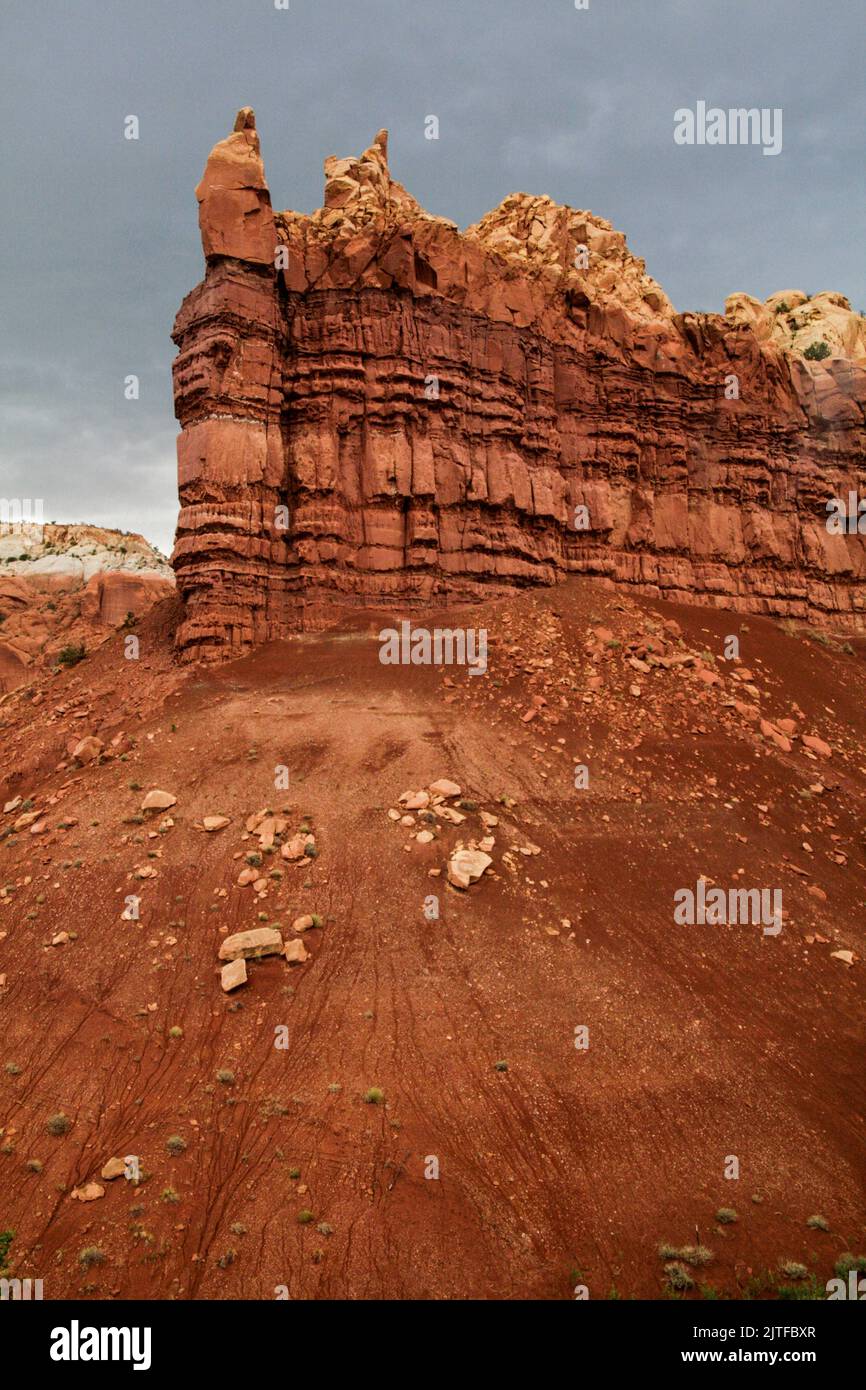 USA, New Mexico, Abiquiu, Landschaft mit Felsformationen Stockfoto