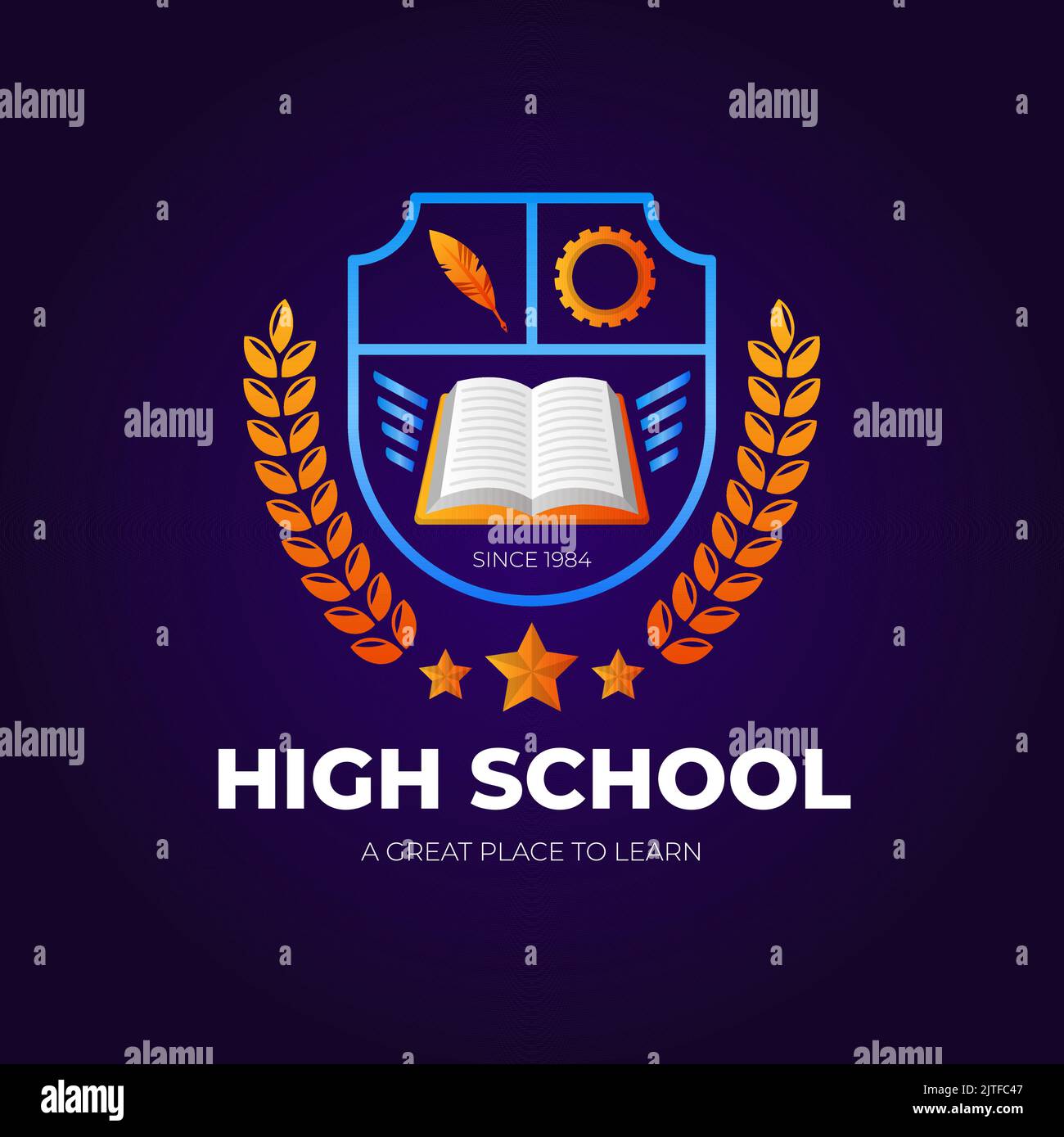 Gradient High School Logo Design Vektor-Illustration Stock Vektor