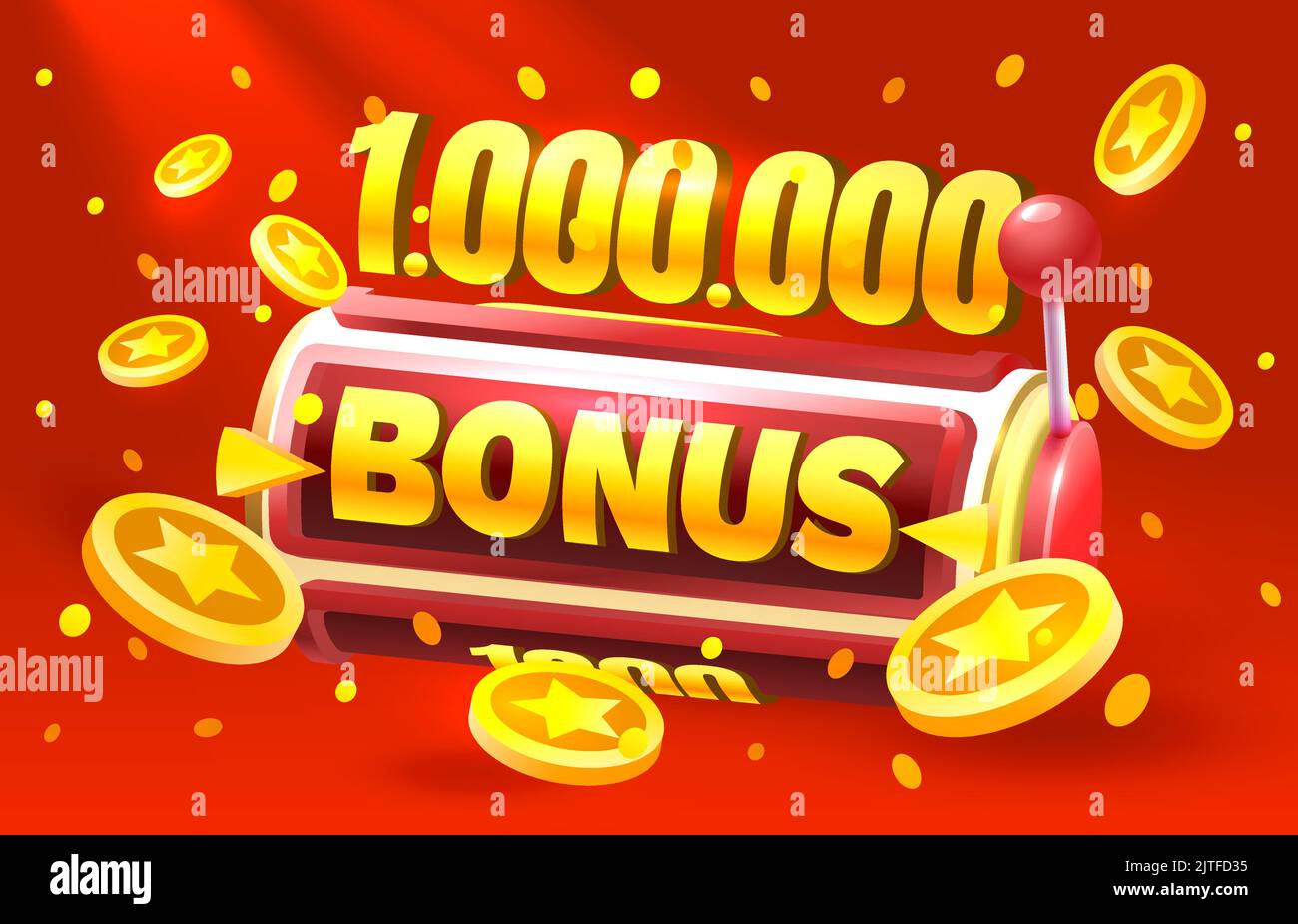 Casino Spielautomaten Gewinner, Jackpot Fortune Bonus 1000000, 777 gewinnen Banner. Vektorgrafik Stock Vektor