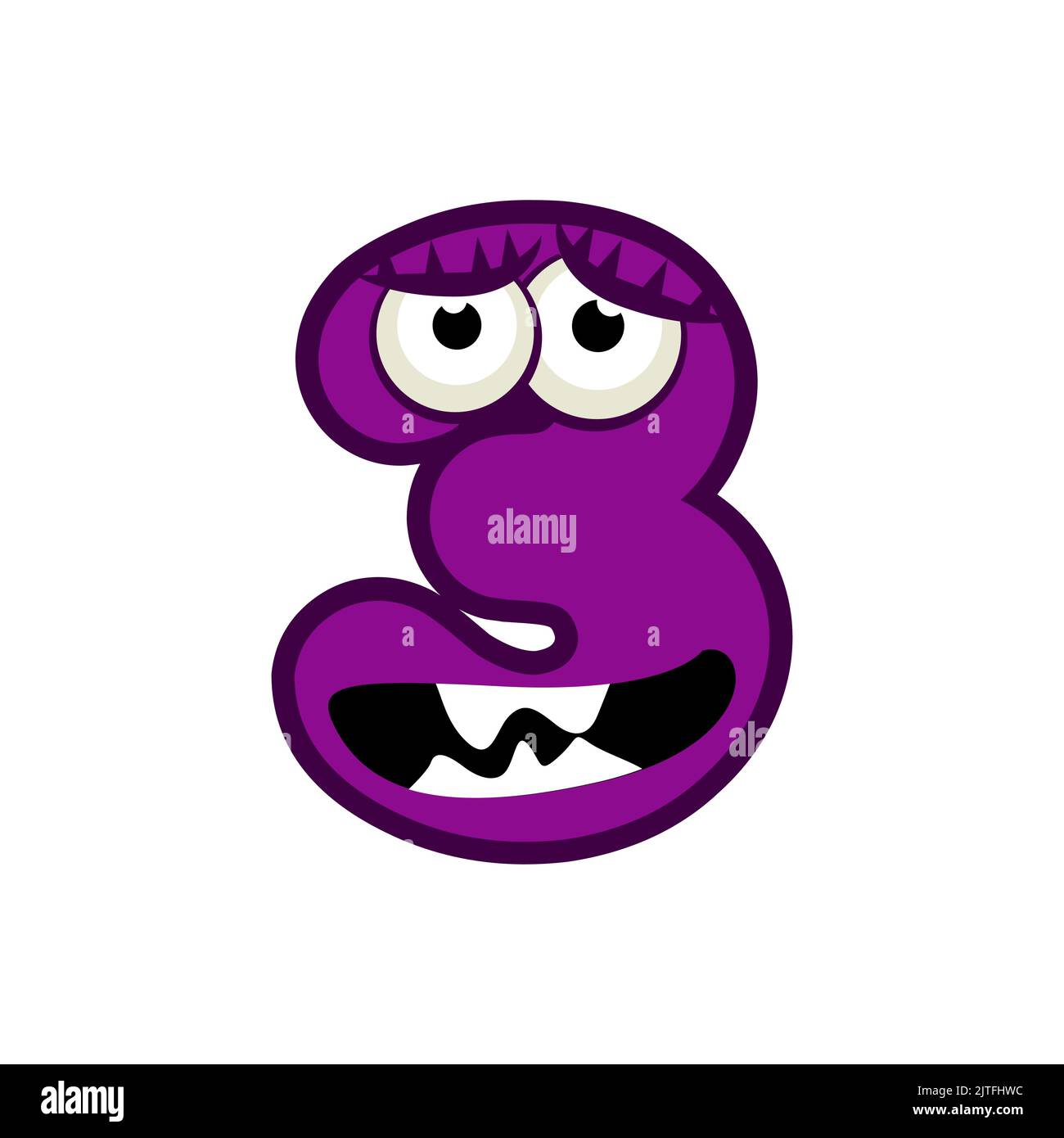 Cartoon Charakter Nummer drei Monster, Vektor-numerische 3. Stock Vektor