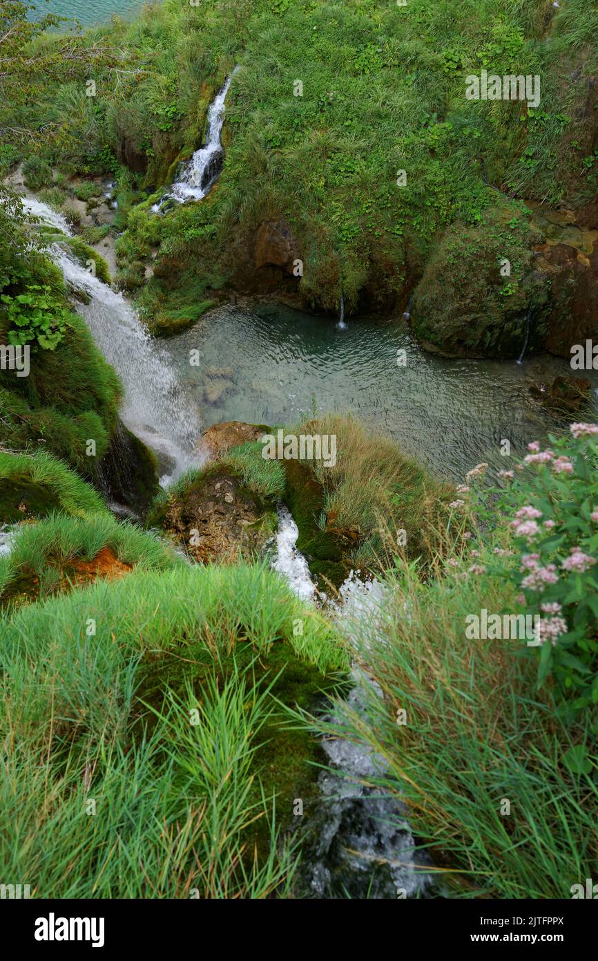 Wasserfälle an den Plitvicer Seen, Kroatien. Nacionalni Park Plitvicka jezera. Nationalpark Plitvicer Seen. BILD VON SAM BAGNALL Stockfoto