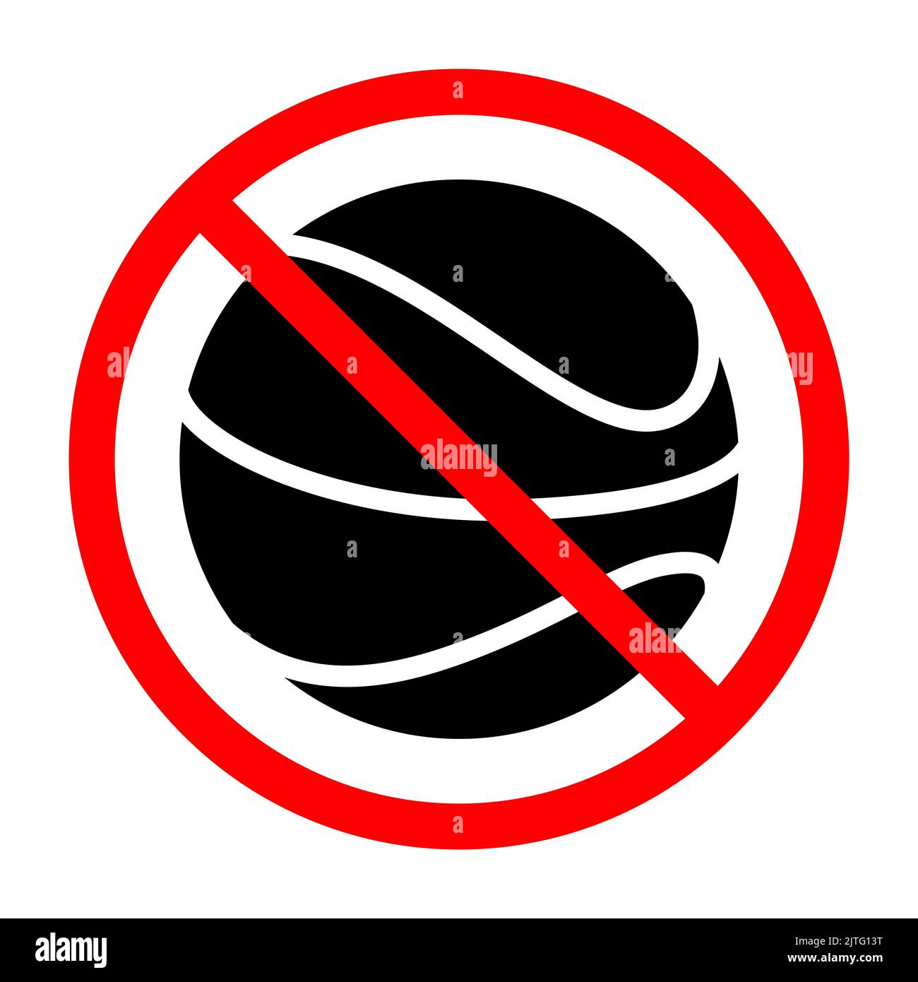 Basketballverbotsschild. Basketball ist verboten. Verbotene Zeichen von Basketball. Rotes Verbotsschild. Vektorgrafik Stock Vektor