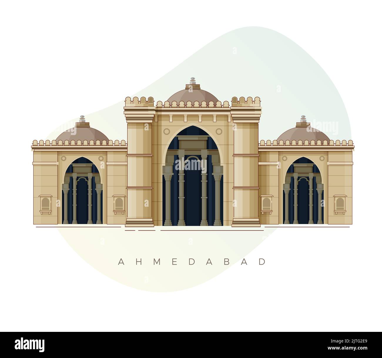 Ahmedabad City - Jama Masjid, Moschee - Ikone Illustration als EPS 10 Datei Stock Vektor