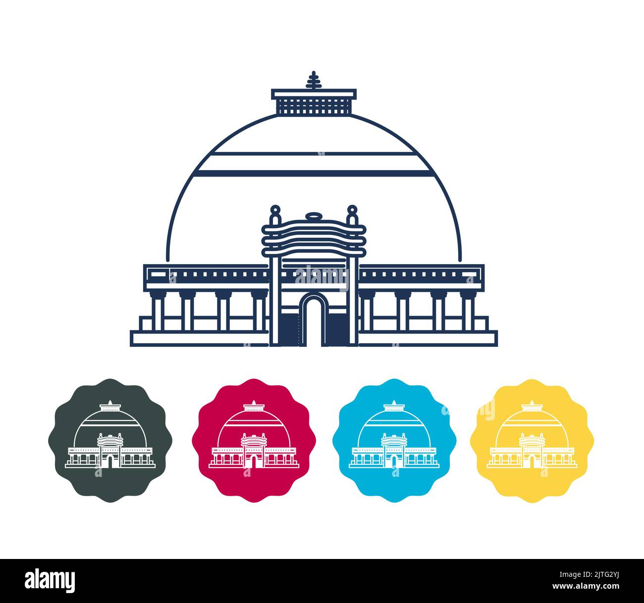 Nagpur City - Deekshabhoomi - Icon Illustration als EPS 10 Datei Stock Vektor