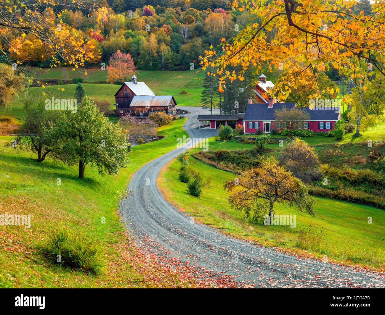 Die „Splady Hollow Farm“ im Herbst, Woodstock Vermont, Neuengland, USA Stockfoto
