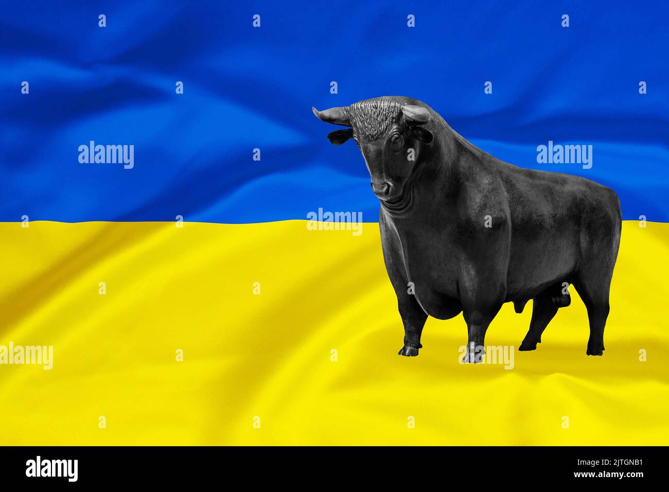 Flagge der Ukraine, Hausse - steigende Preise in der Ukraine, Ukraine Stockfoto