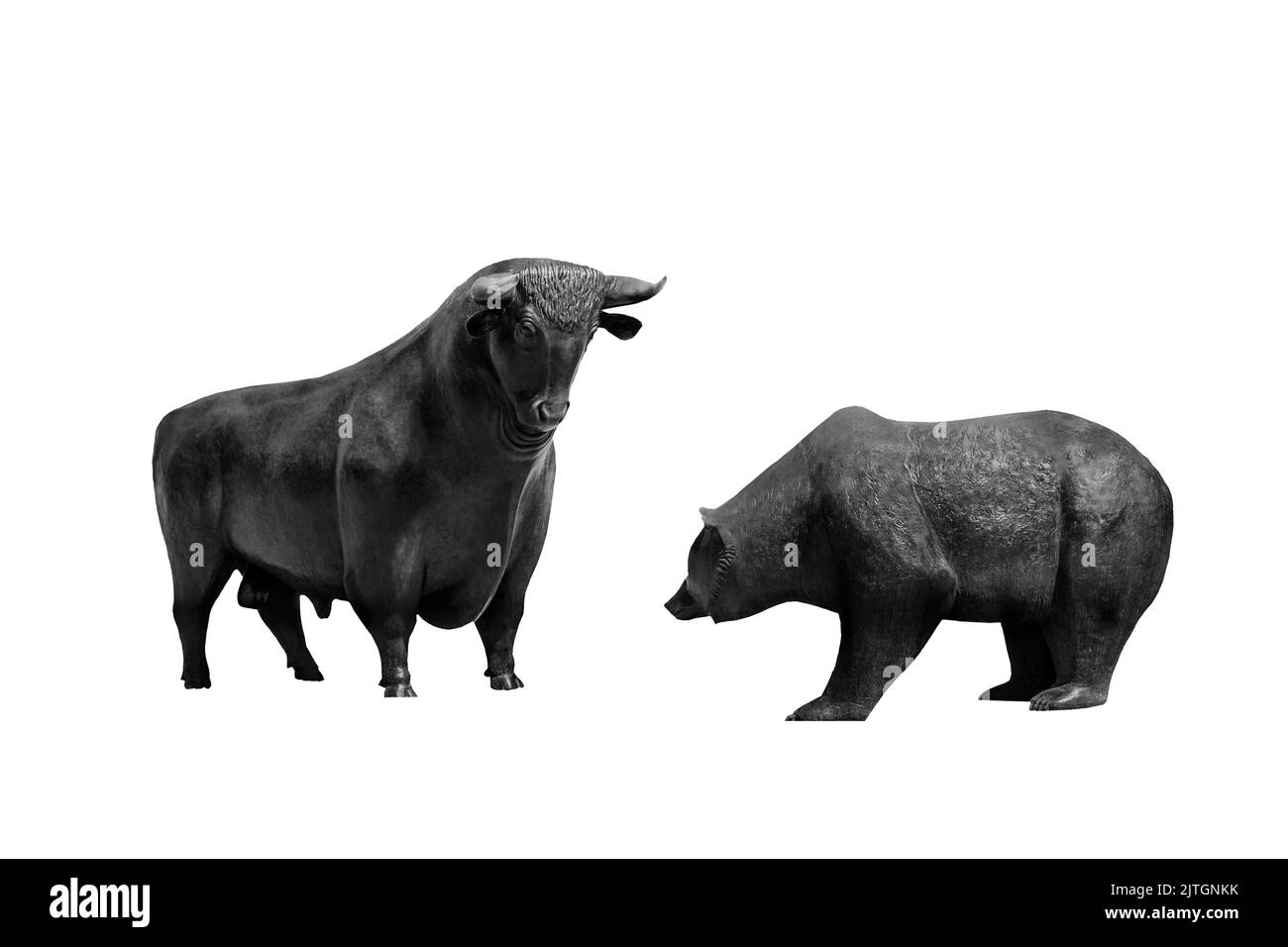 Symbolische Figuren von Börse, Bulle und Bär Stockfoto
