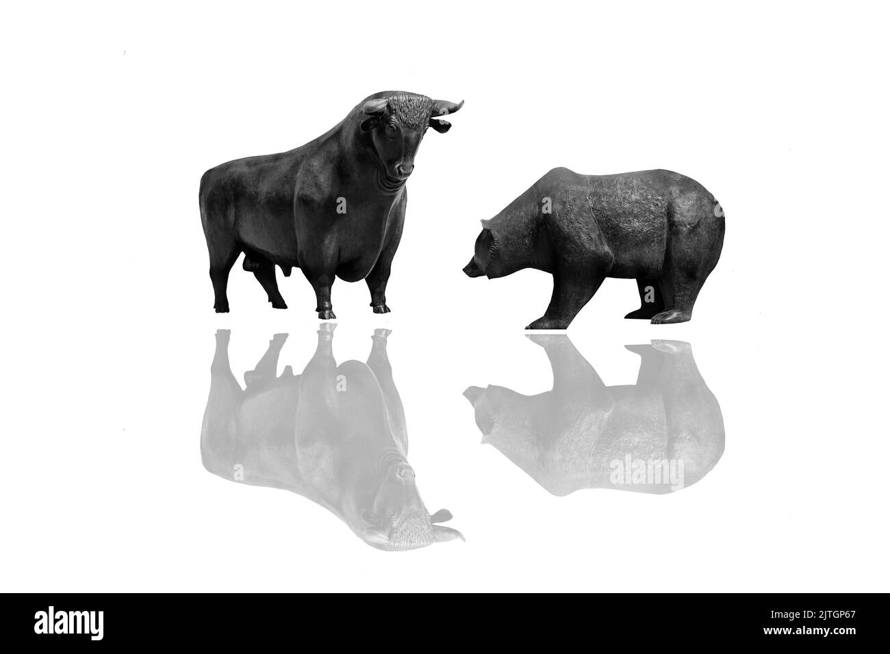 Symbolische Figuren von Börse, Bulle und Bär Stockfoto