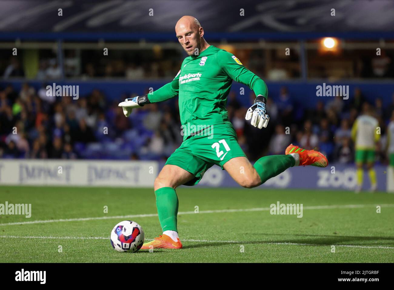 John Ruddy #21 von Birmingham City macht den Ball frei Stockfoto