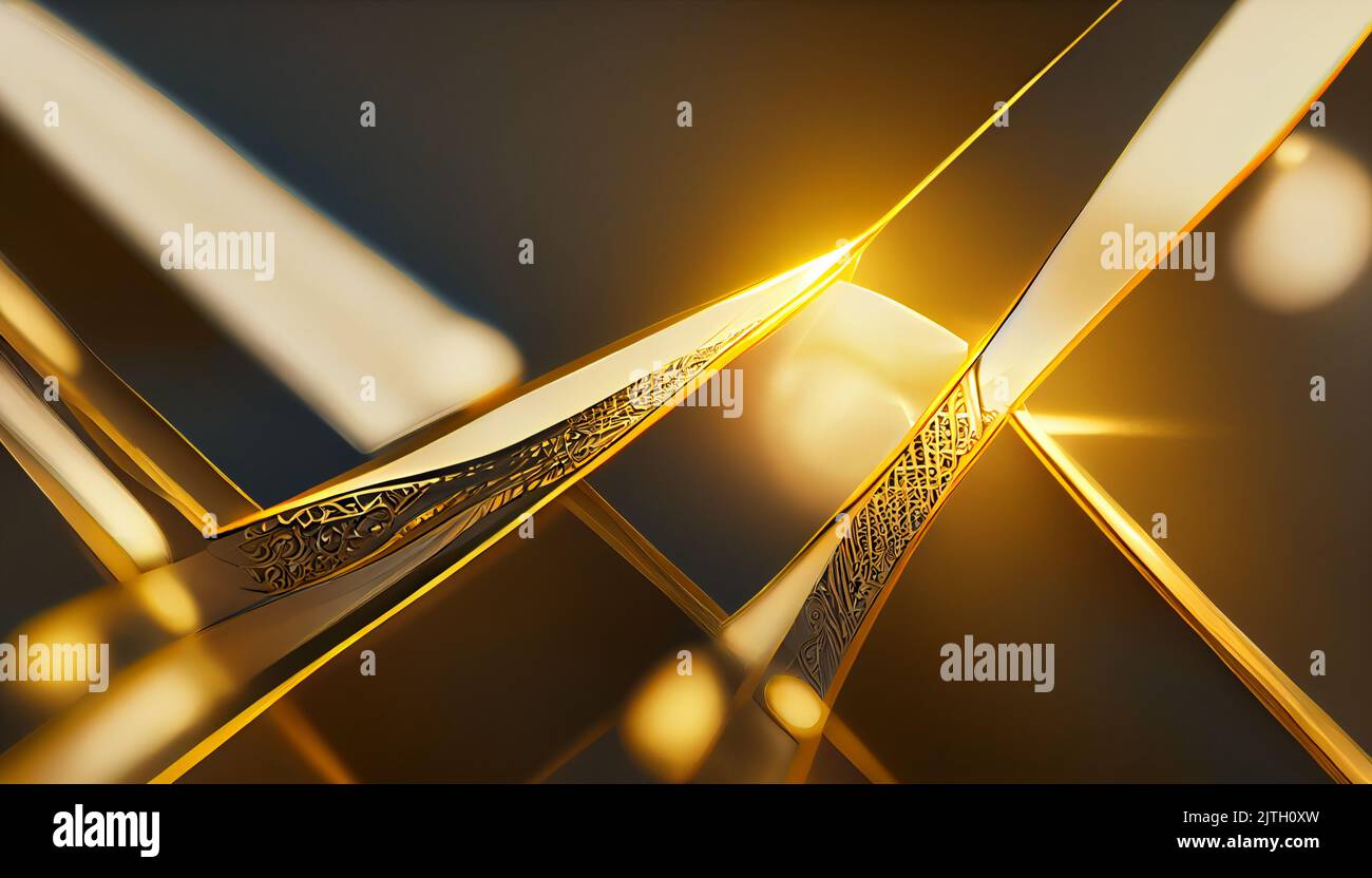 Der Hintergrund des glänzenden goldenen Elements - Digitales Bild Stockfoto
